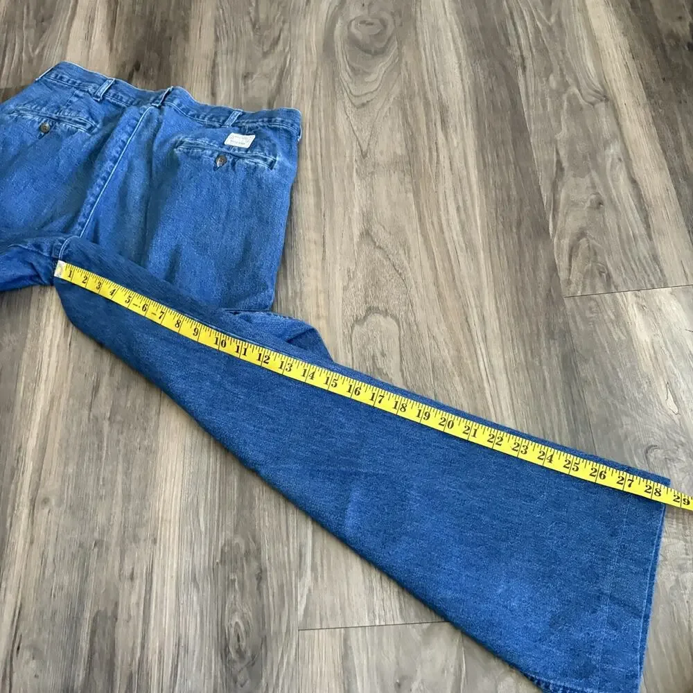 Vintage Polo Ralph Lauren Pleated Jeans Men's Size 32x28 Medium Wash Made in USA